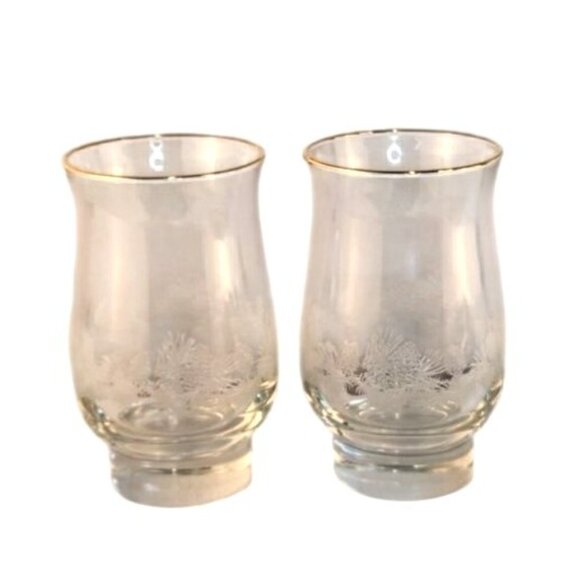 Libbey Frosted Pine Cone Gold Rim Holiday Glasses 2 Pc Arby’s Christmas Drinkwar - Picture 6 of 10